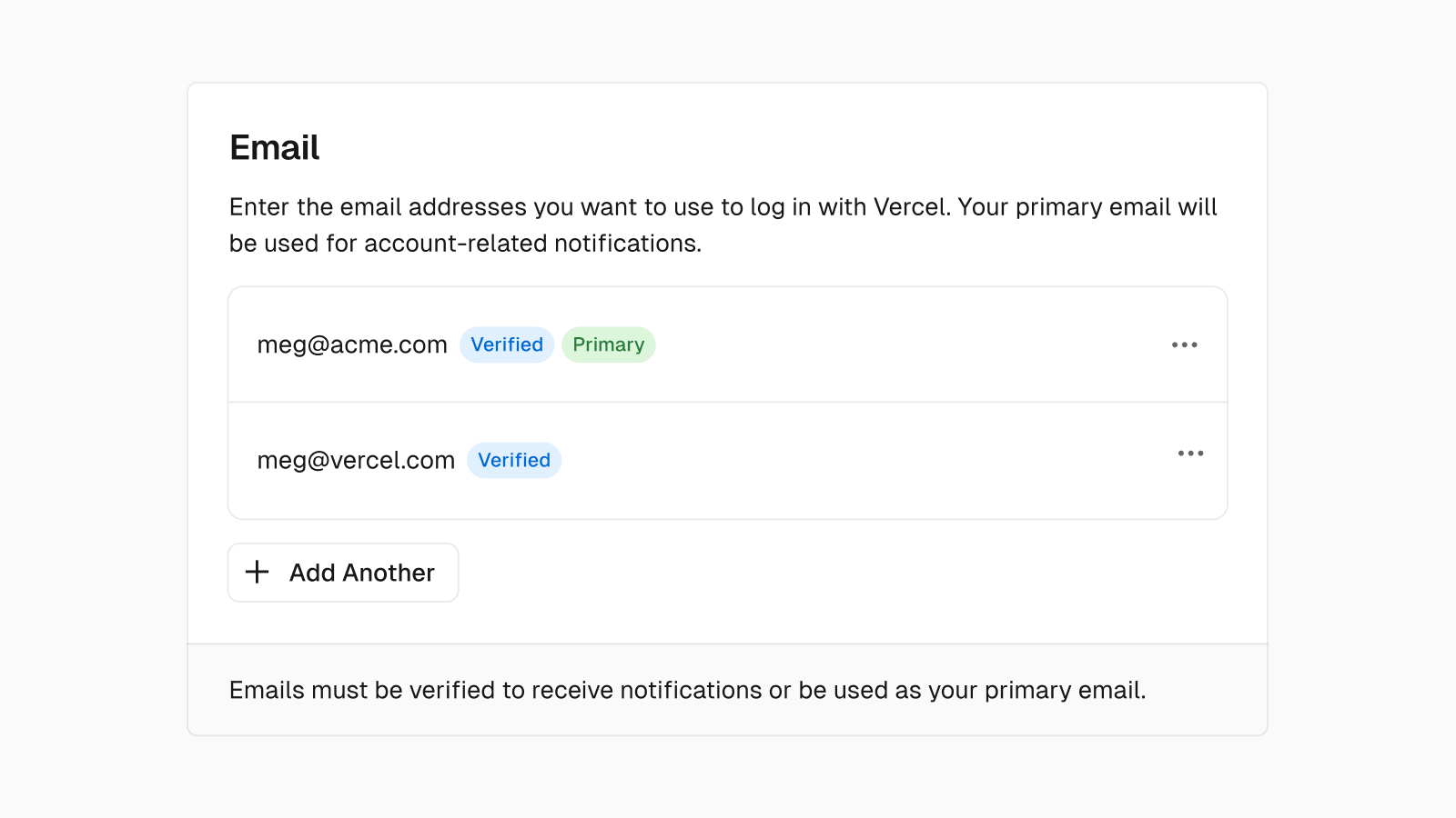 Cover for Accounts can now have multiple email addresses
