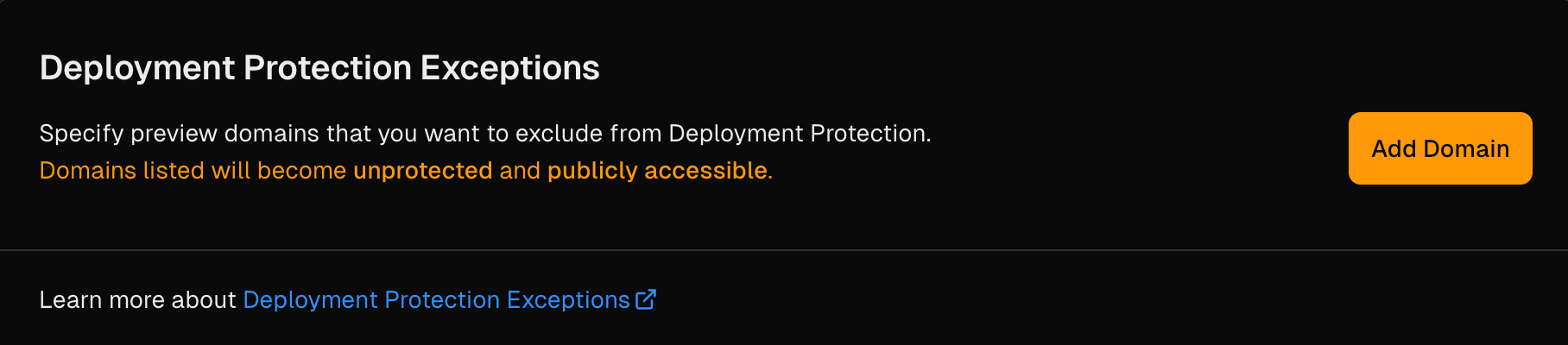 Add Deployment Protection Exception.